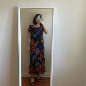 Vintage Carole Little Maxi Shoulder Pads Dress